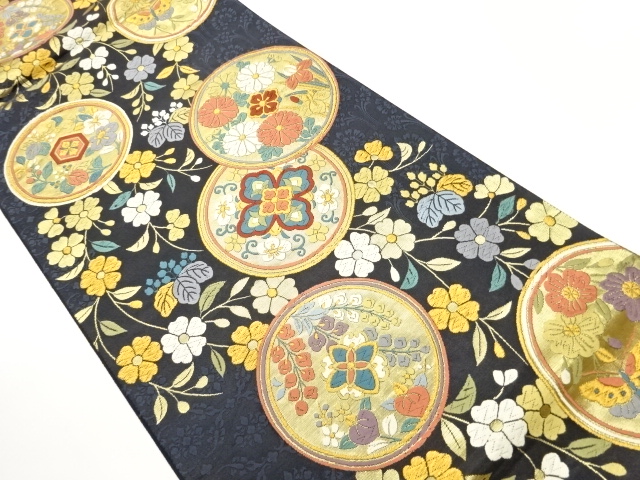 JAPANESE FUKURO OBI / WOVEN FLOWER CREST